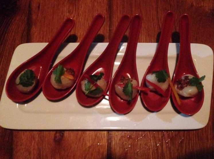 Chicken stuffed lychee from Theolonius Monkfish